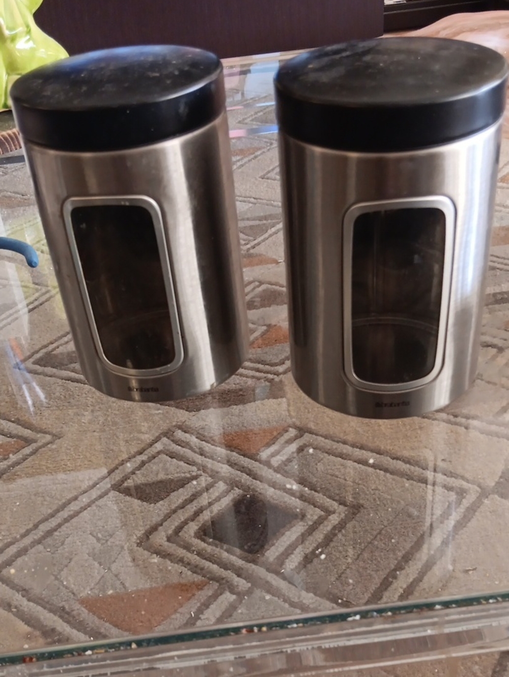 Stainless Steel Canister Set with Black Lids and Viewing Window